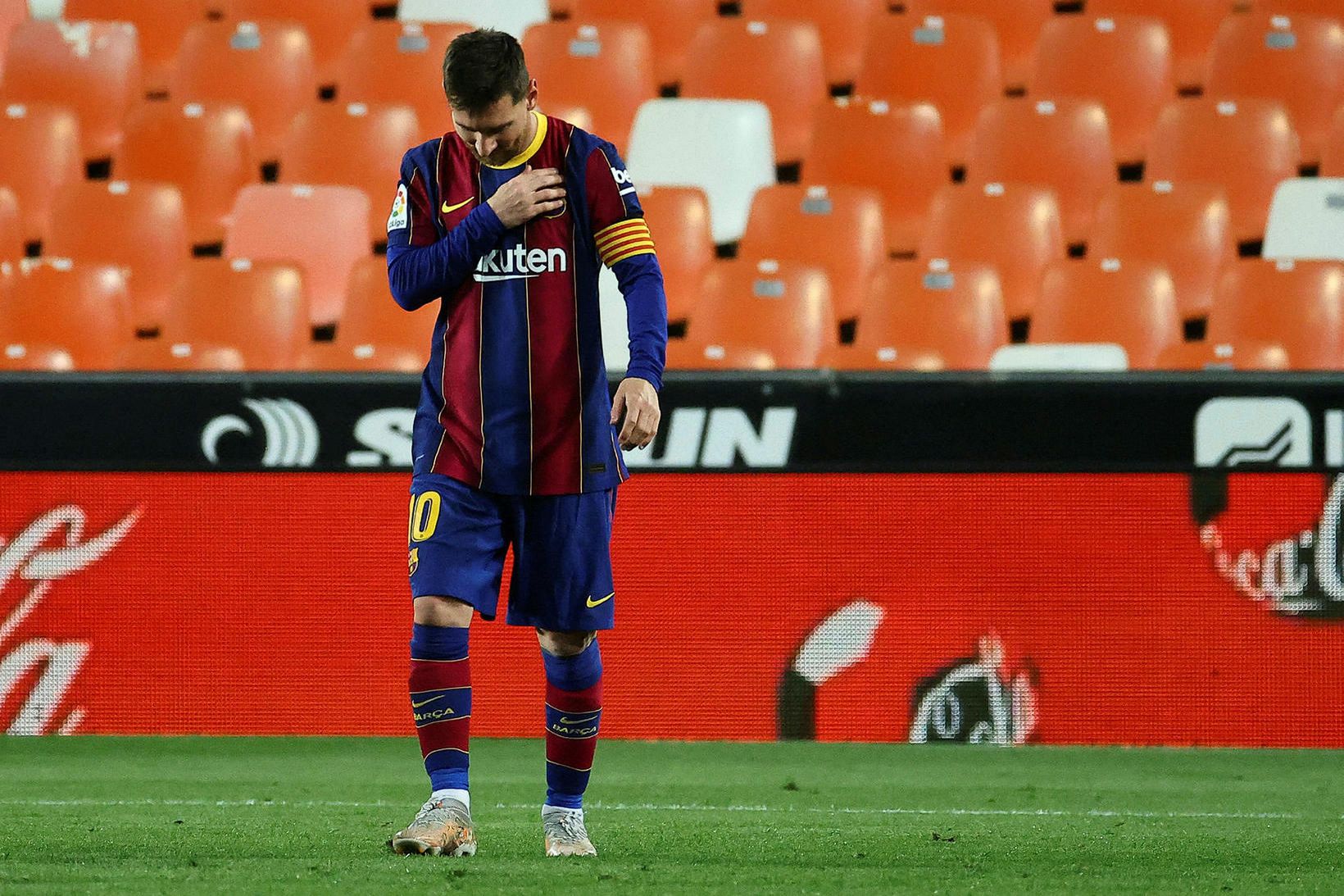 Lionel Messi skoraði tvívegis fyrir Barcelona í kvöld.
