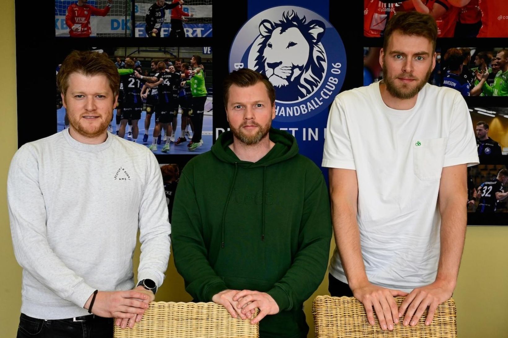 Markus Pütz, Arnór Þór Gunnarsson og Fabian Gutbrod, íþróttastjóri Bergischer.