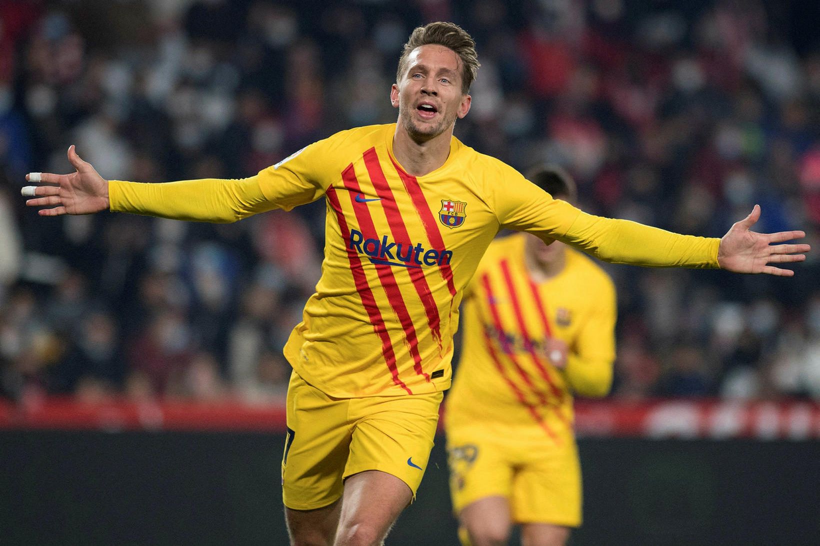 Luuk de Jong fagnar marki gegn Granada í janúar.