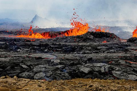 A natural hazards specialist says it is difficult to assess from webcams how many craters are still erupting. However, the number is somewhat fewer than the ten that were still active yesterday.