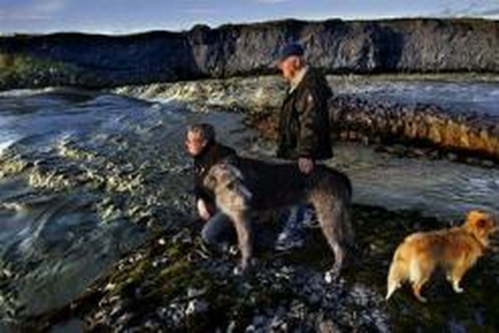 Ferðamenn fylgdust með örum vexti í Skaftá í gær.