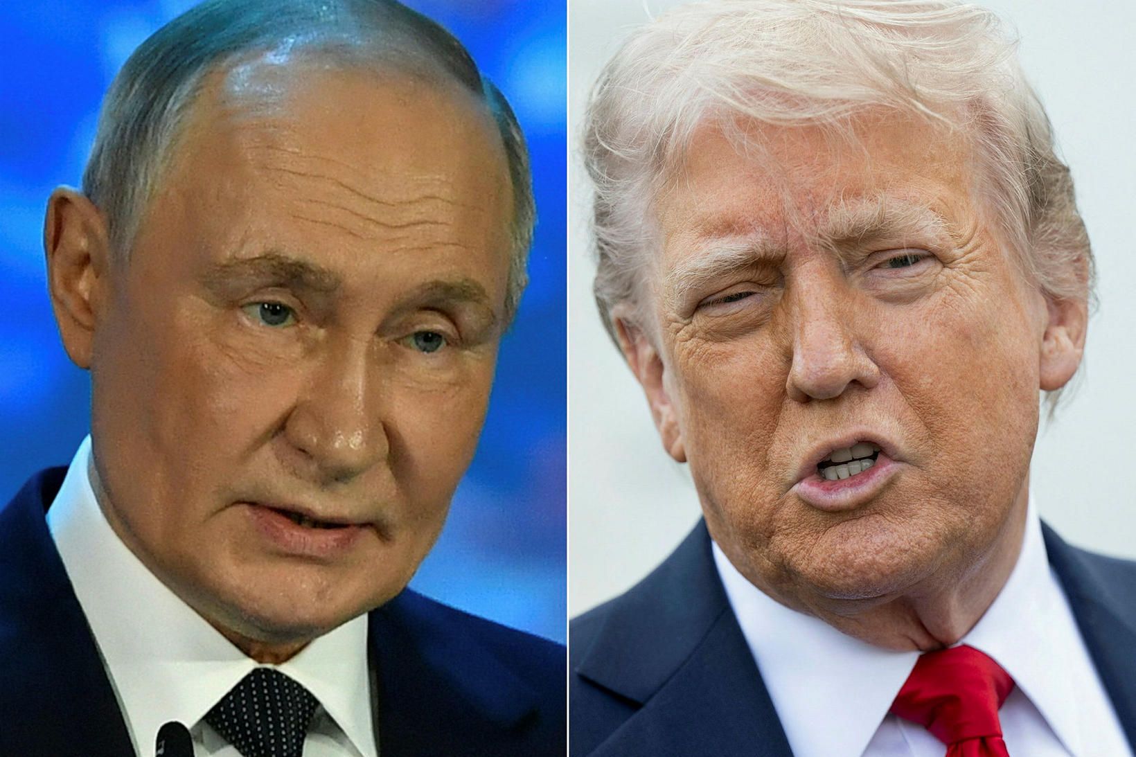 Samsett mynd af Pútín og Trump.