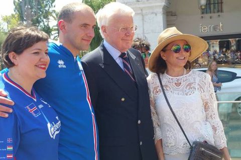 From left to right: Eliza Reid, Guðni Th. Jóhannesson, President Ólafur Ragnar Grímsson and First Lady Dorrit Moussaieff.