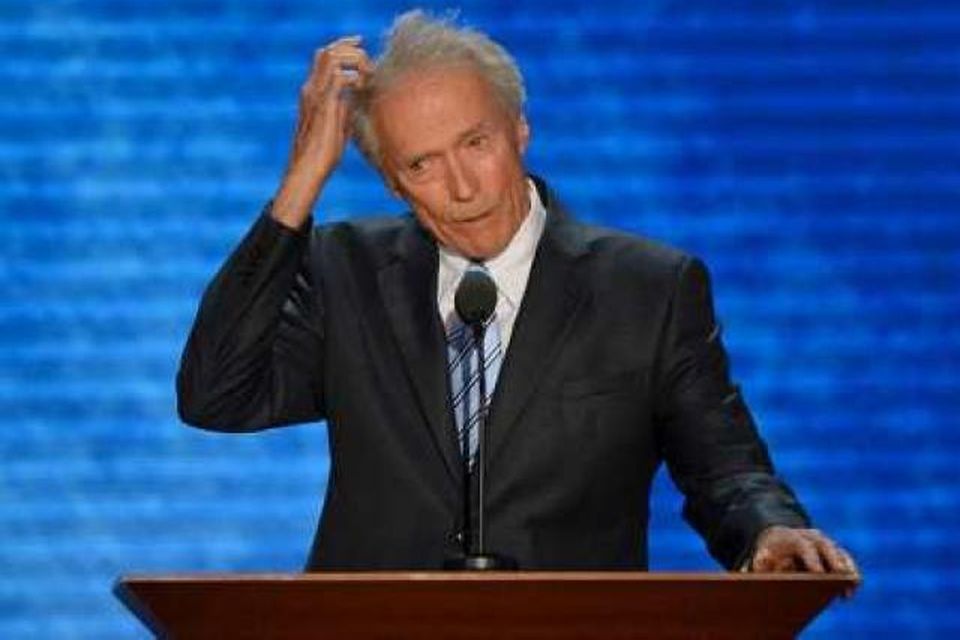 Clint Eastwood var ekki með skrifaða ræðu.
