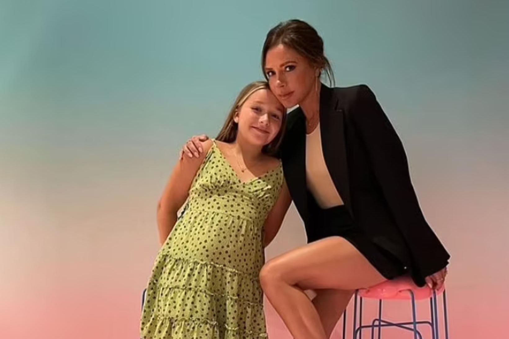 Mæðgurnar Victoria og Harper Beckham.