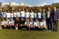 Fyrsta landslið Íslands sem mætti Skotum í vináttulandsleik í Kilmarnock haustið 1981. Rósa er lengst til hægri í fremri röð.