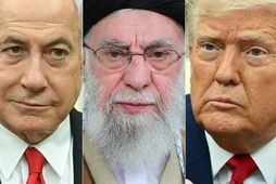 Benjamín Netanjahú, forsætisráðherra Ísraels, Ayatollah Ali Khamenei, æðsti klerkur Írans, og Donald Trump Bandaríkjaforseti.