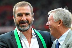 Eric Cantona og Sir Alex Ferguson á góðri stundu.