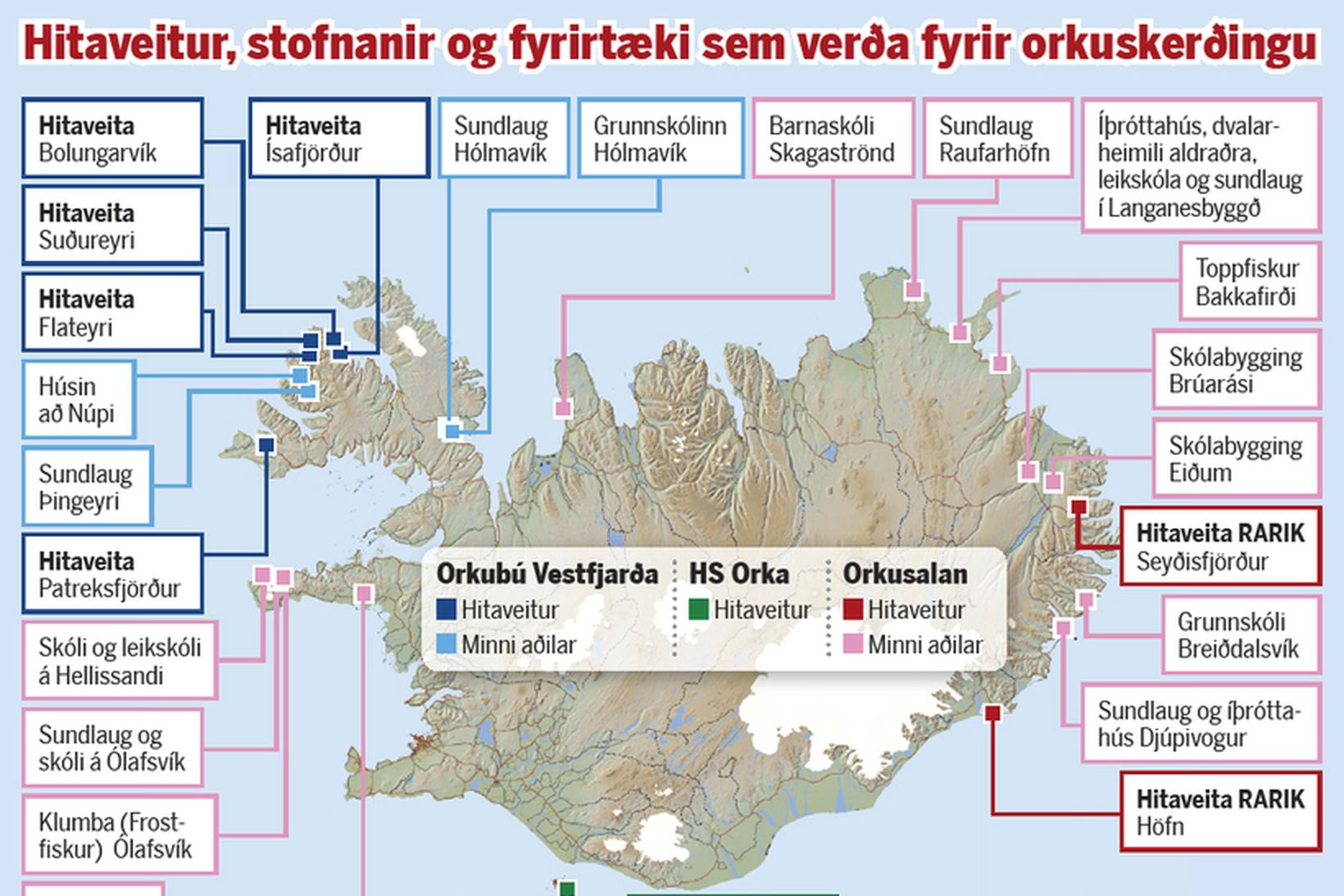 Fjölmargar hitaveitur, stofnanir og fyrirtæki verða fyrir skerðingu á umframorku …