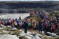 Jökulsárhlaupið Hlauparar að hefja 32 kílómetra hlaup við Dettifoss fyrir þó nokkrum árum. Í dag fer hlaupið fram í síðasta sinn.