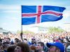 The Icelandic flag flies at Arnarhóll.