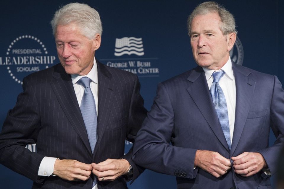 Tveir fyrrverandi forsetar: Bill Clinton og George W. Bush. Þeir hafa ekki alltaf verið sammála …