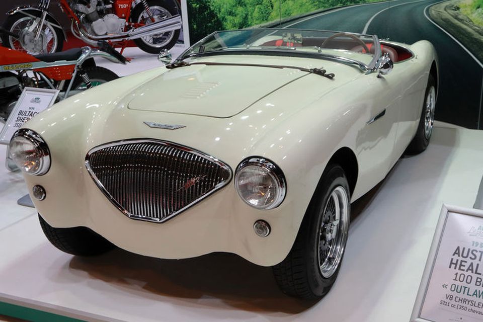 Austin Healey 100 BN "Outlaw" is seen on display at Retromobile