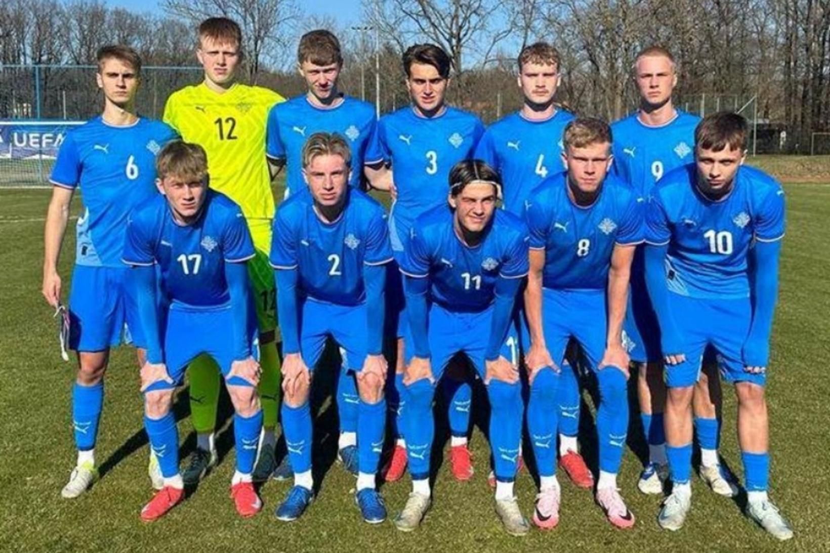 U19 ára liðið sem mætti Danmörku í mars.
