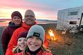 Hálendið Sigrún Inga fremst, þá Kristrún, Sigþór og Birna í útilegu.
