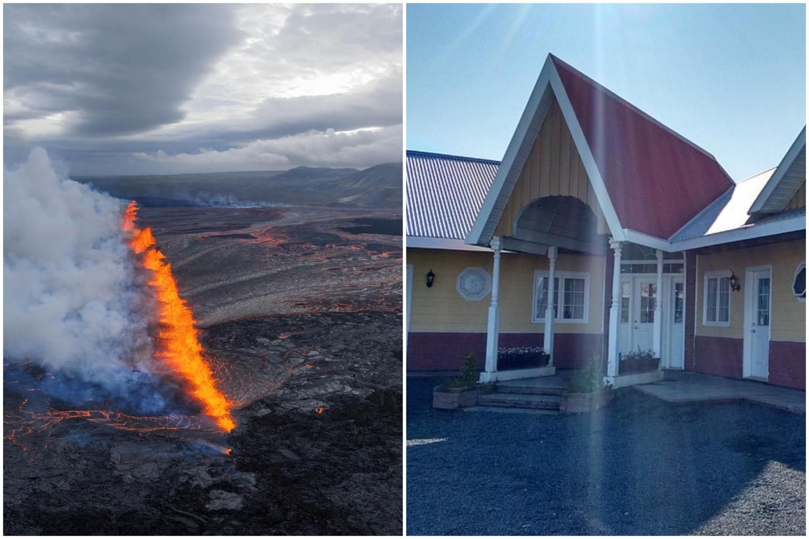 21 ferðamaður flúði á Hótel Voga í kjölfar eldgossins.