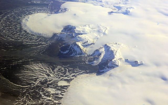 Suðausturhluti Hofsjökuls. Mynd úr safni, tekin úr UAVSAR-flugvél NASA.