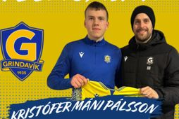 Kristófer Máni Pálsson og Haraldur Árni Hróðmarsson, þjálfari Grindavíkur.