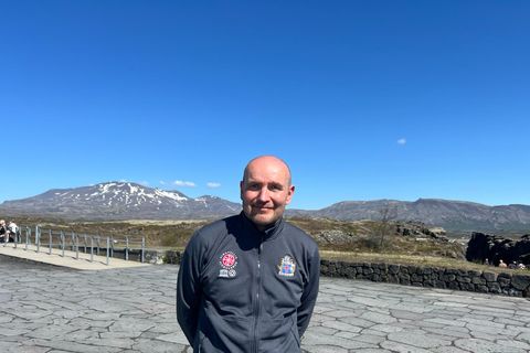 Today is Jóhannesson's first day working at Þingvellir, but in a conversation with mbl.is he says he has fallen in love with being in that beautiful place, being outside and being around people.