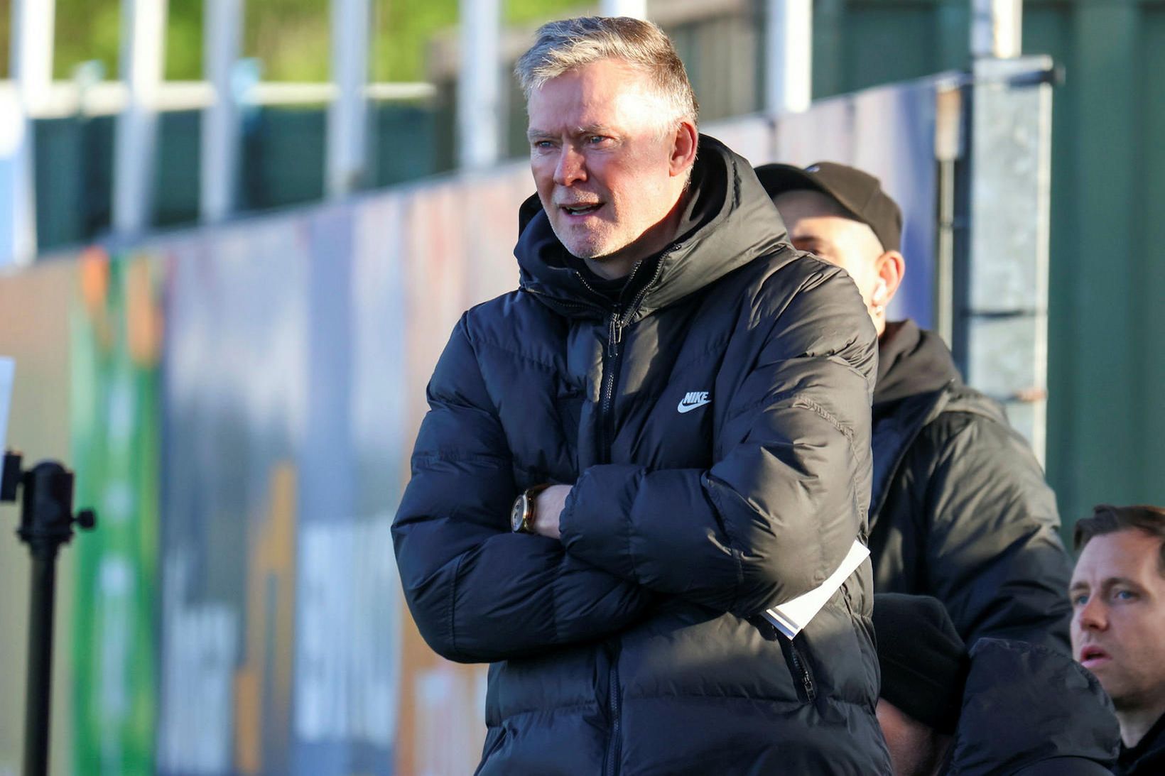 Heimir á hliðarlínunni í kvöld.