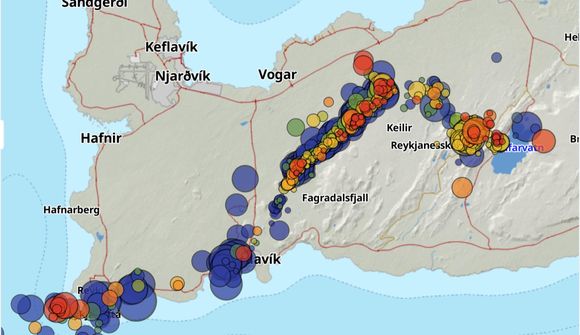 550 skjálftar síðasta sólarhring 