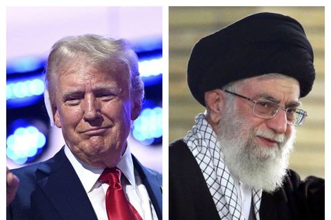 Trump og Ali Khamenei, æðstiklerkur Írans.