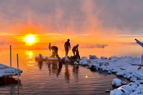 The freezing cold did not stop Björgvinsdóttir and her friends from dipping into the ice cold sea.