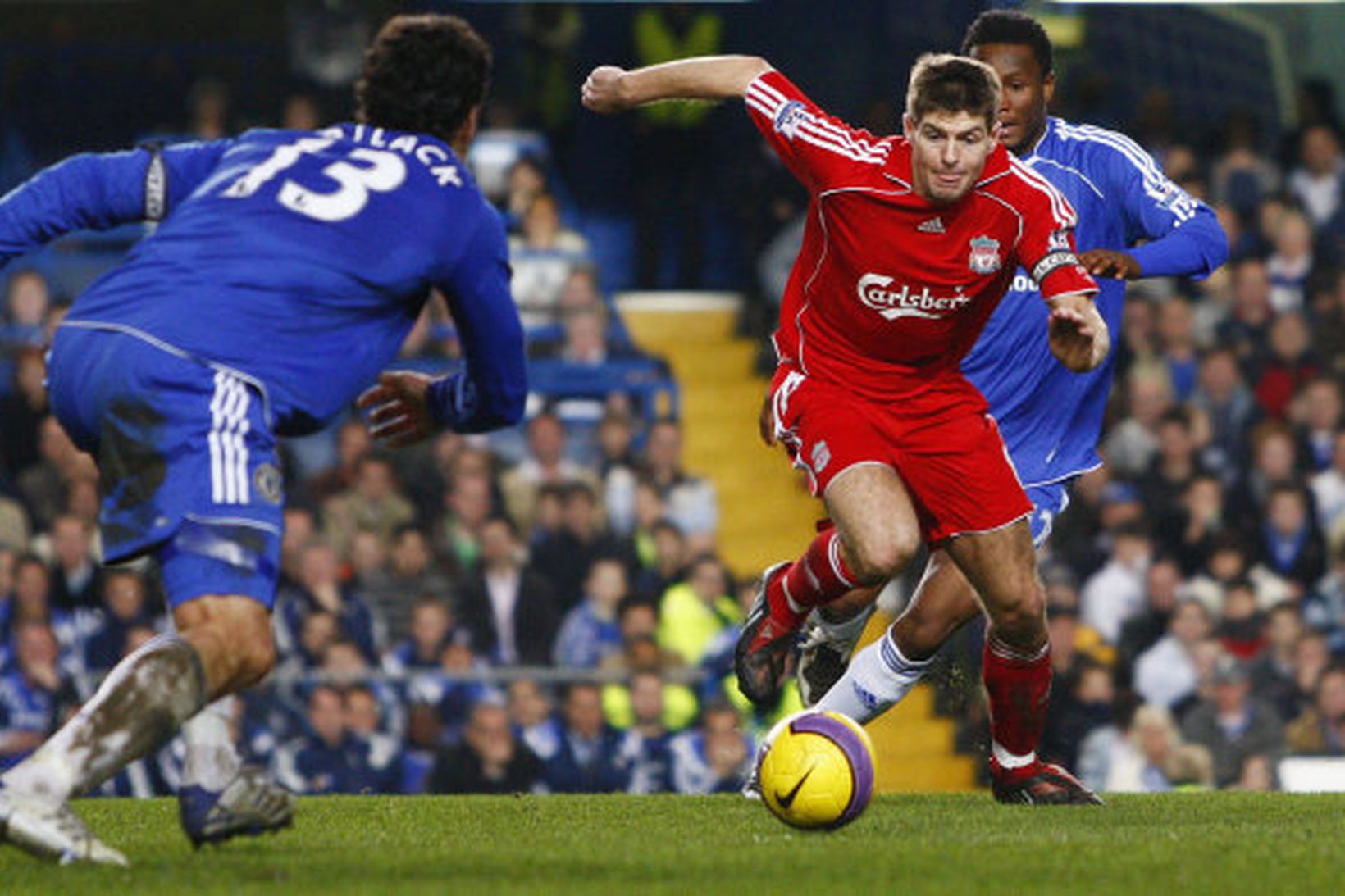 Michael Ballack hjá Chelsea og Steven Gerrard hjá Liverpool í …