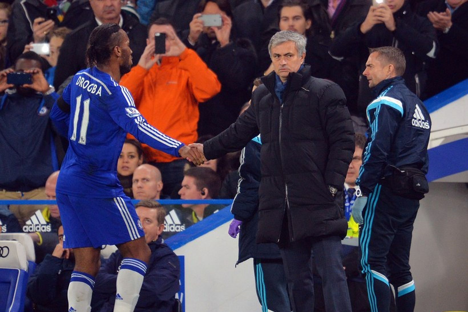 Didier Drogba og José Mourinho unnu saman hjá Chelsea.