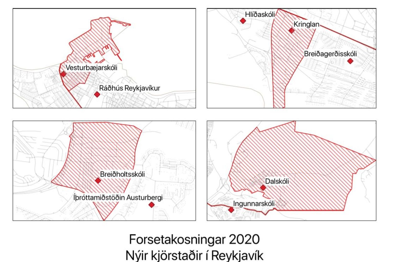 Nýir kosningastaðir.