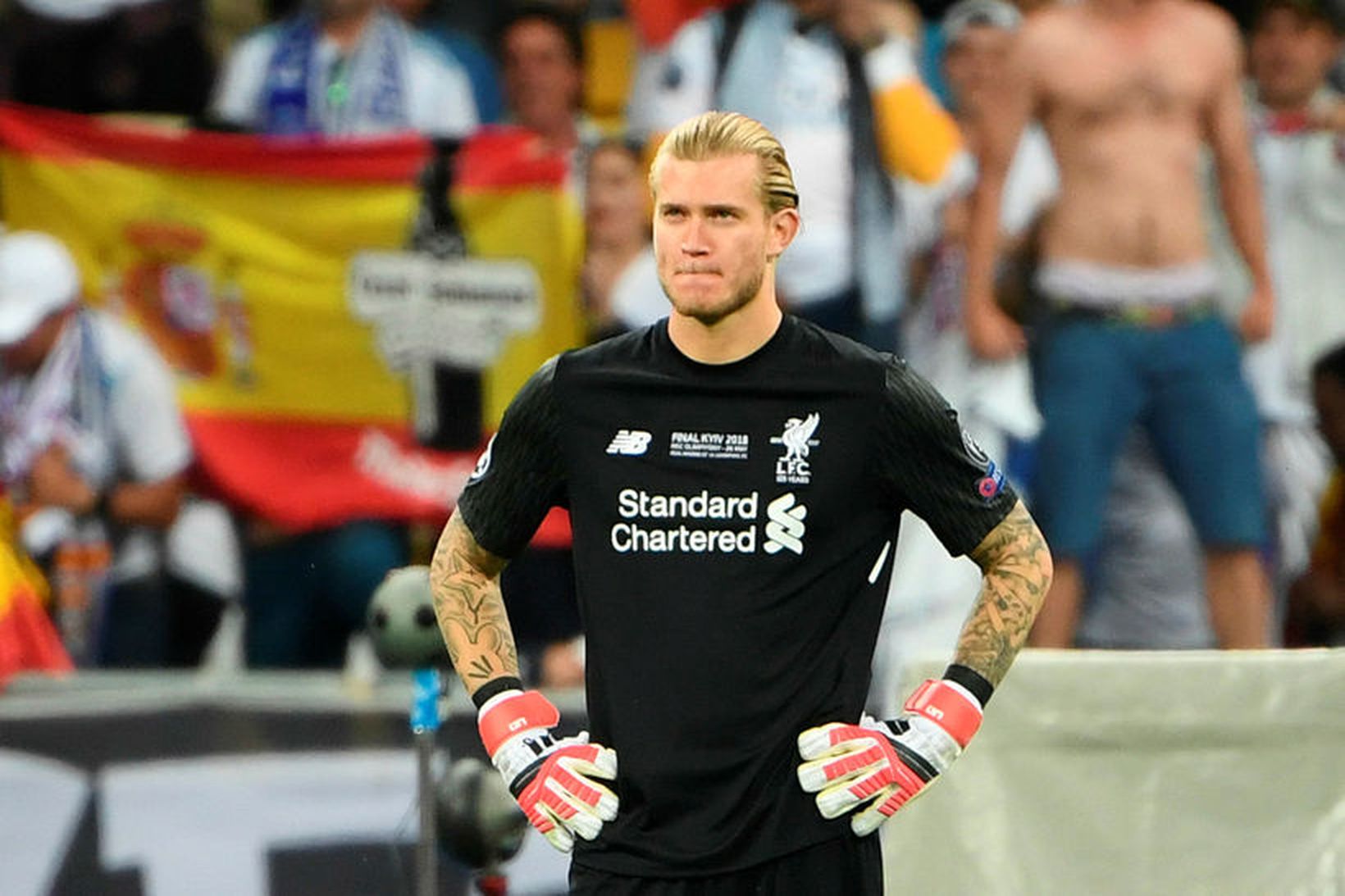 Loris Karius í úrslitaleik Meistaradeildarinnar árið 2018.