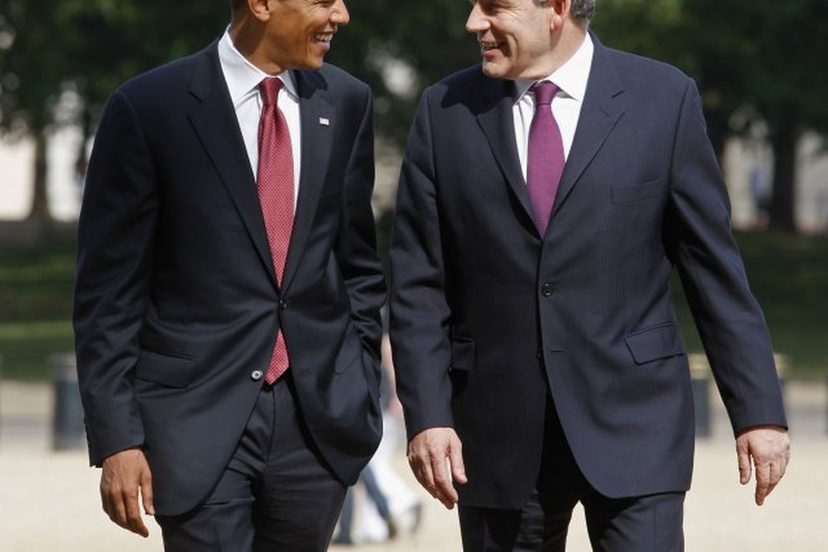 Gordon Brown ásamt Barack Obama í Lundúnum í dag.