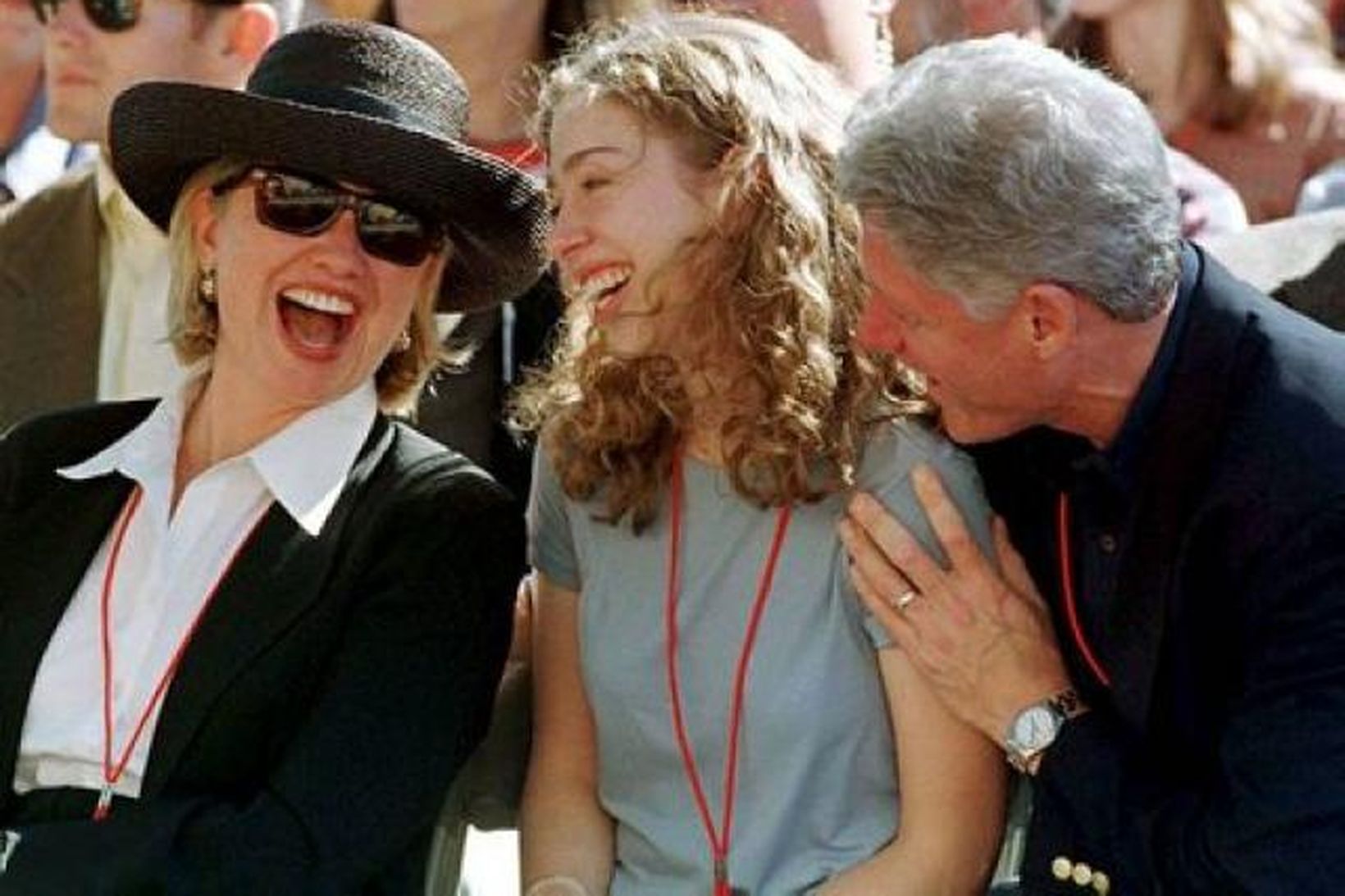 Hillary og Bill Clinton með Chelsea dóttur sinni.