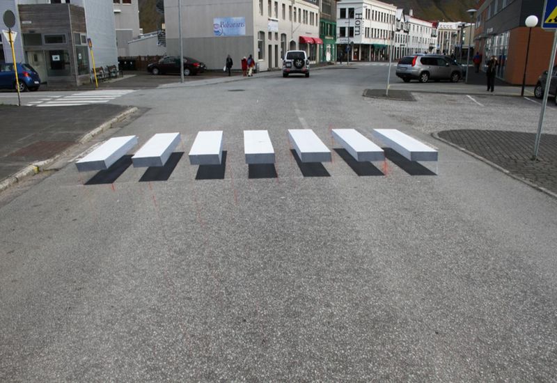 The crosswalk works well as a speed bump.