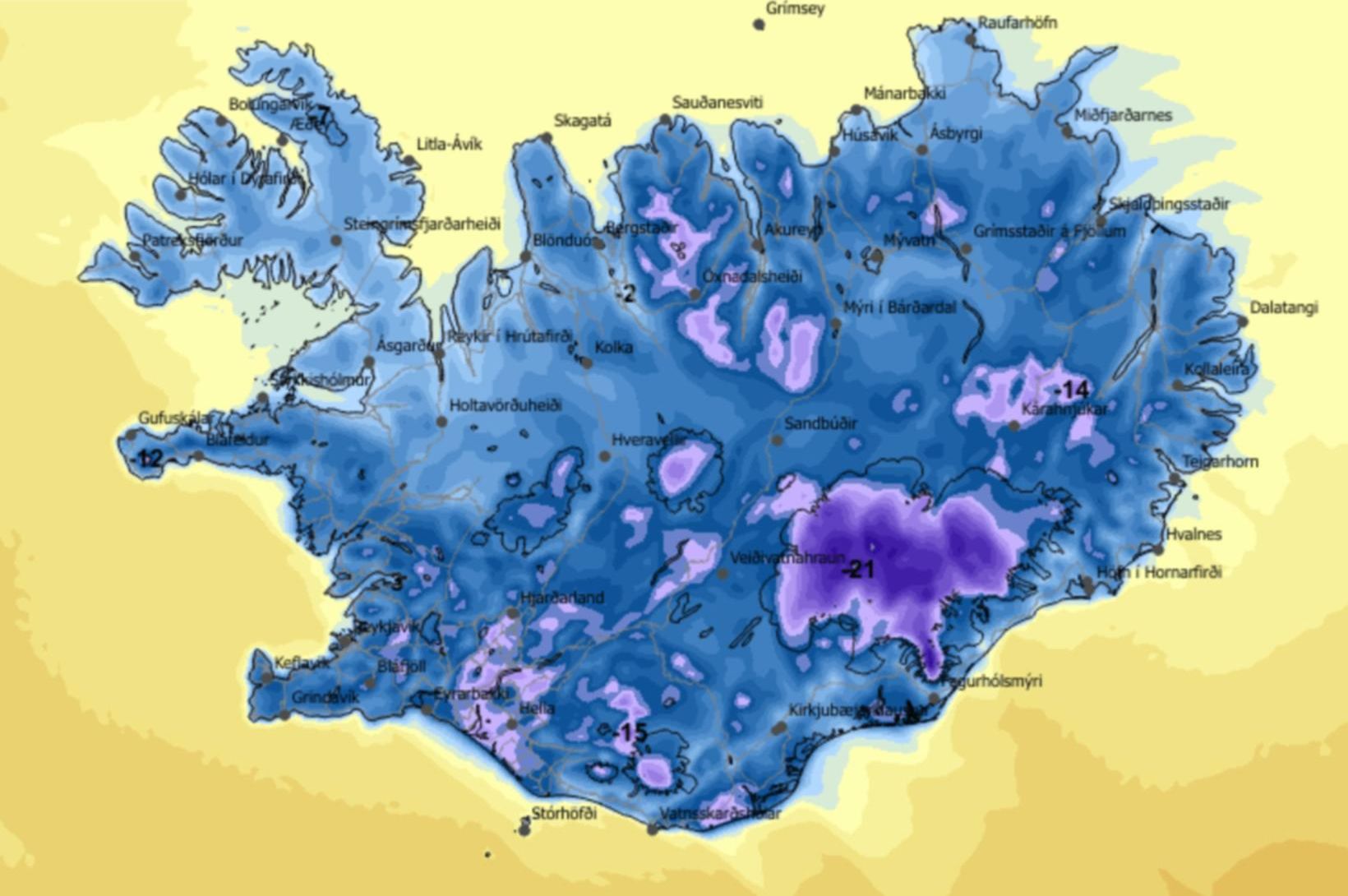 Herðir á frostinu