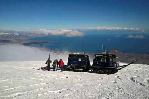 Scientists on top of Snæfellsjökull glacier on Monday.