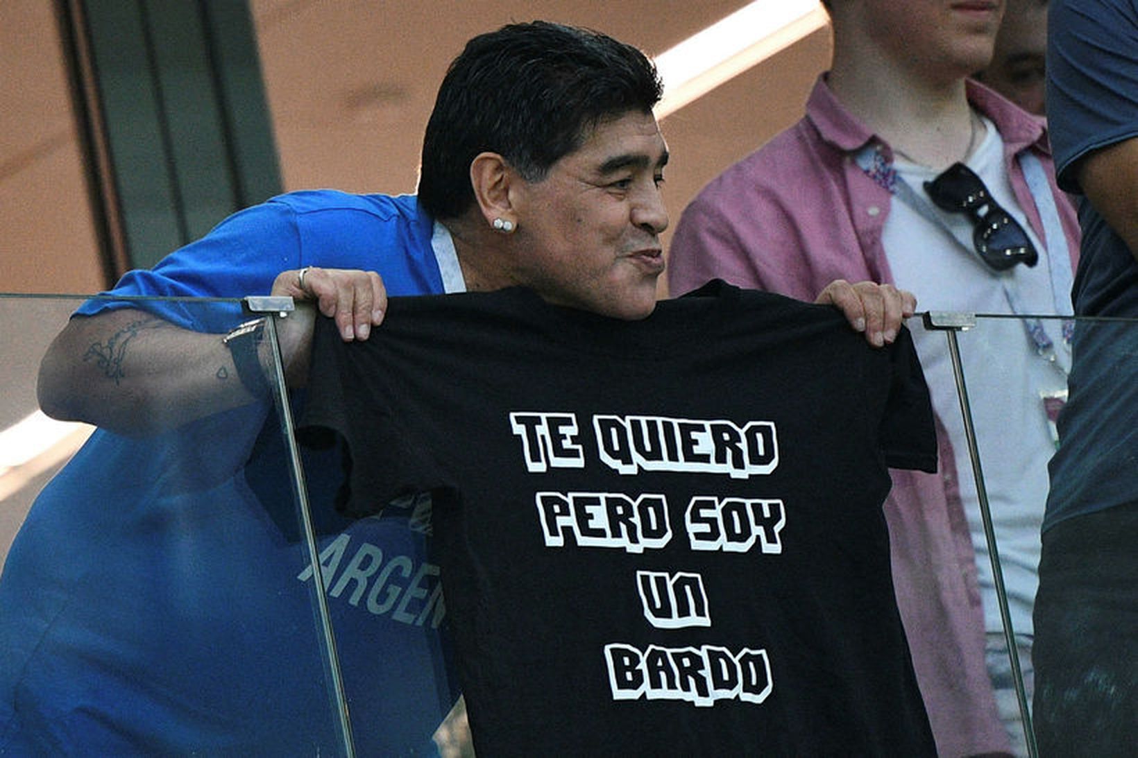 Diego Maradona í stúkunni á leik Argentínu og Króatíu.