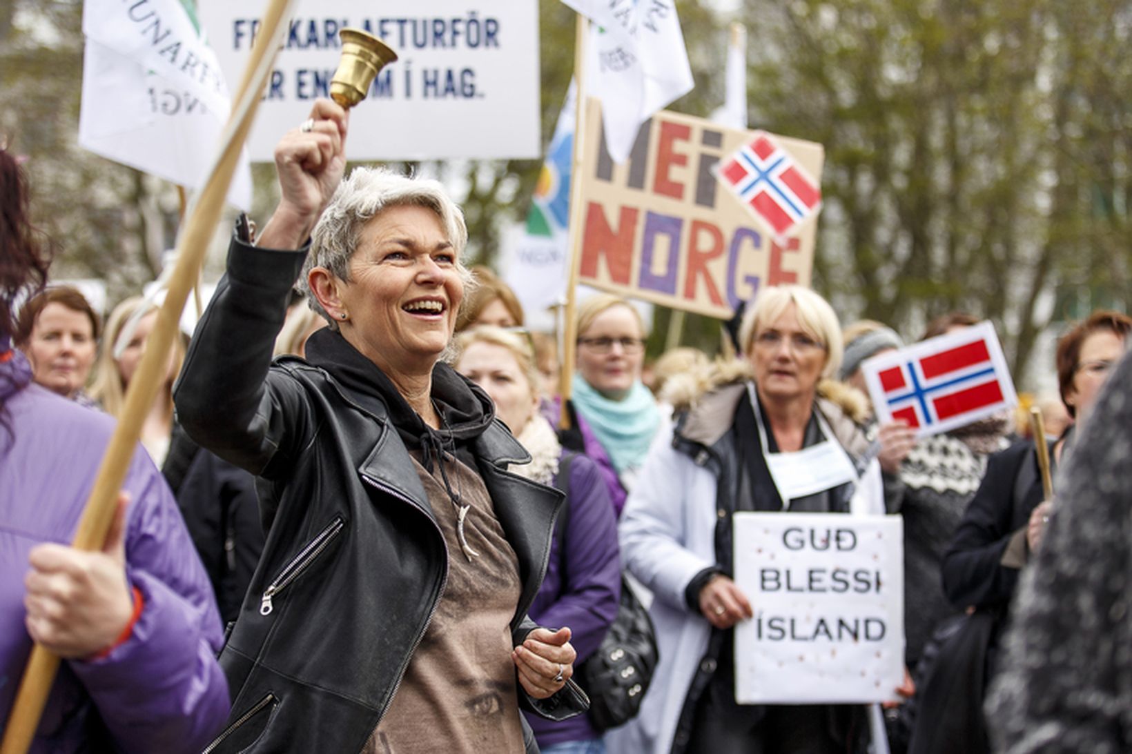 Félagsmenn BHM mótmæltu er lög voru sett á verkfall þeirra …