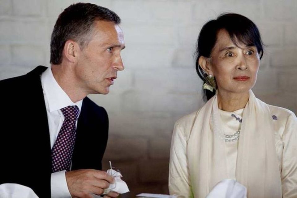 Jens Stoltenberg og Suu Kyi