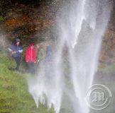 Erlendir ferðamenn við Seljalandsfoss