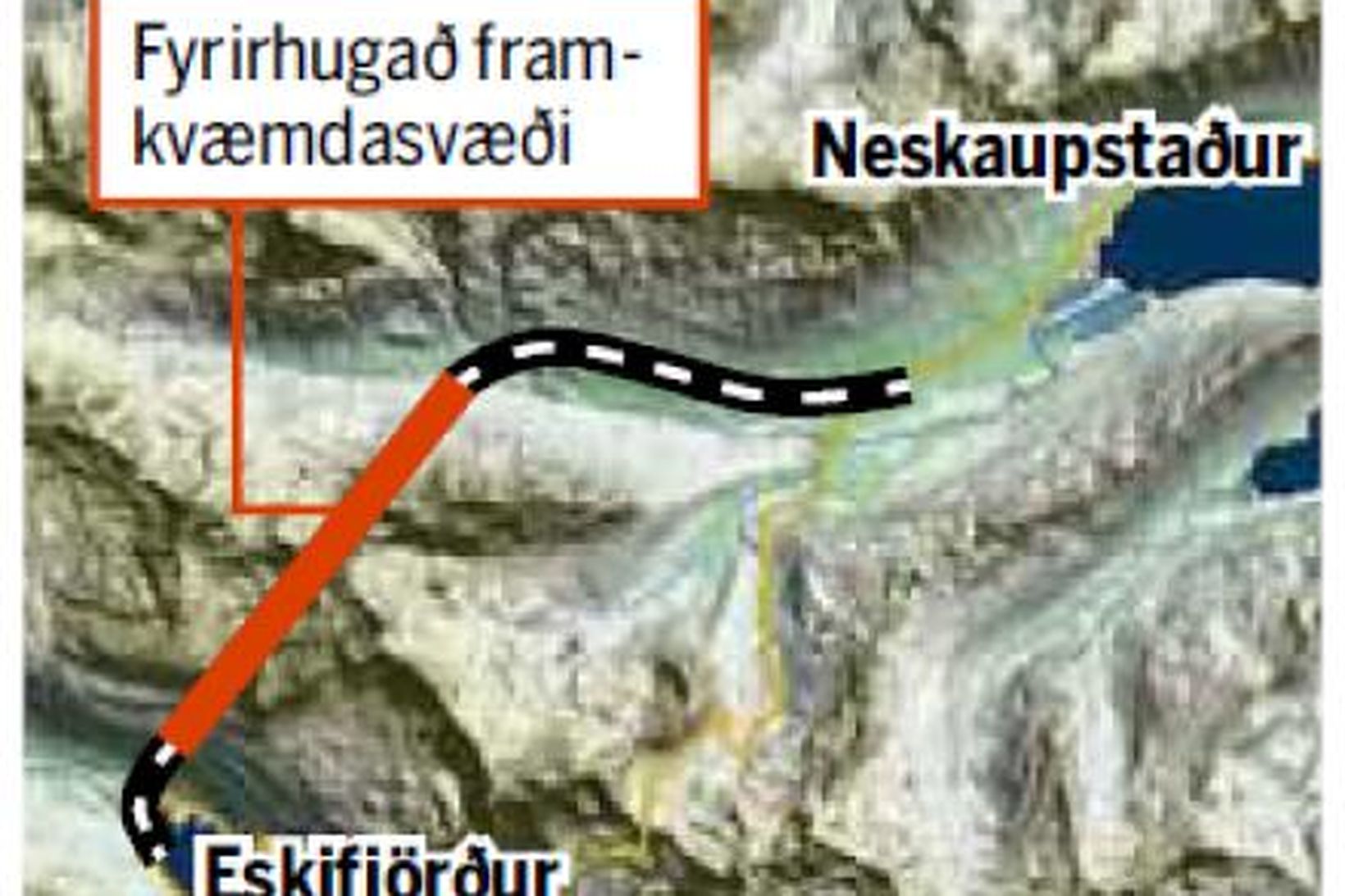 Norðfjarðargöng eiga að liggja á milli Eskifjarðar og Norðfjarðar.