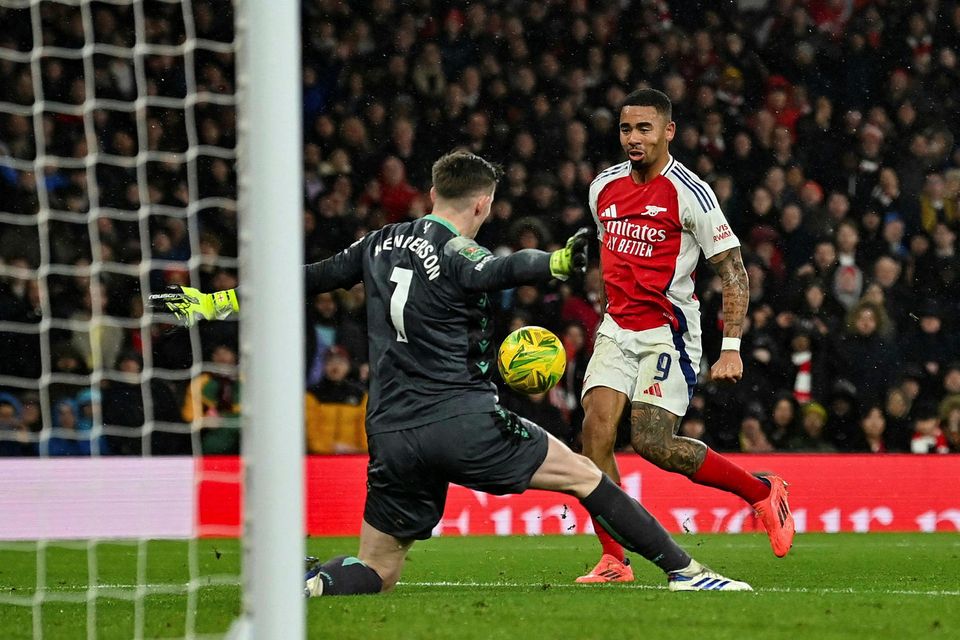 Gabriel Jesus hefur skorað tvö mörk fyrir Arsenal í kvöld.