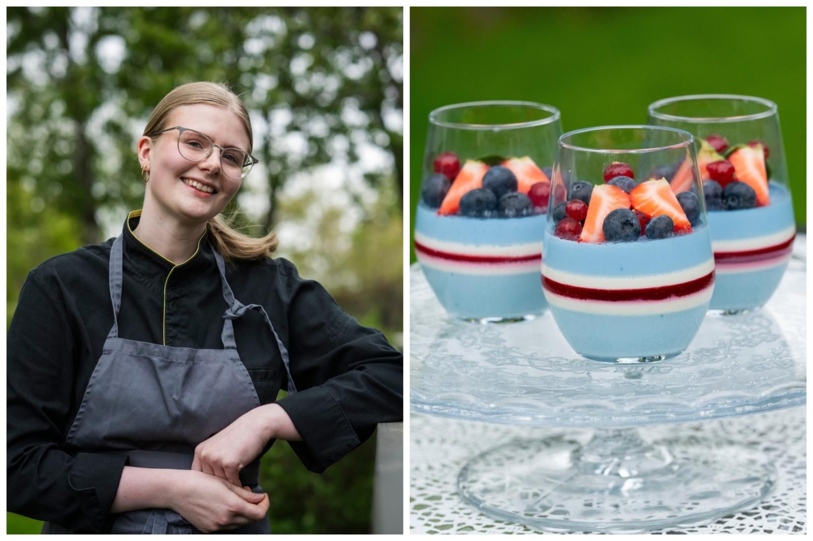 Þessi gullfallegi og þjóðlegi eftirréttur, Panna Cotta í hátíðarbúningi, kemur …