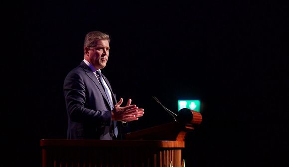 Bjarni Benediktsson á kosningahátíð Sjálfstæðismanna