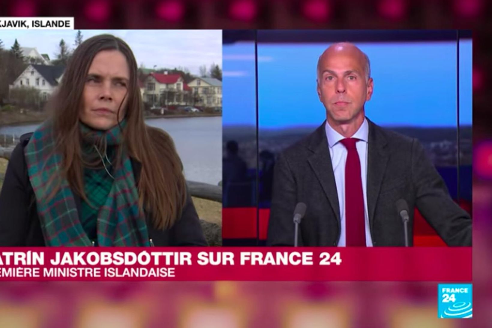 Forsætisráðherra í viðtali við sjónvarpsstöðina France 24.