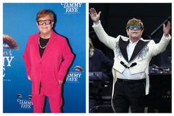 Elton John var í góðu stuði á rauða dreglinum.