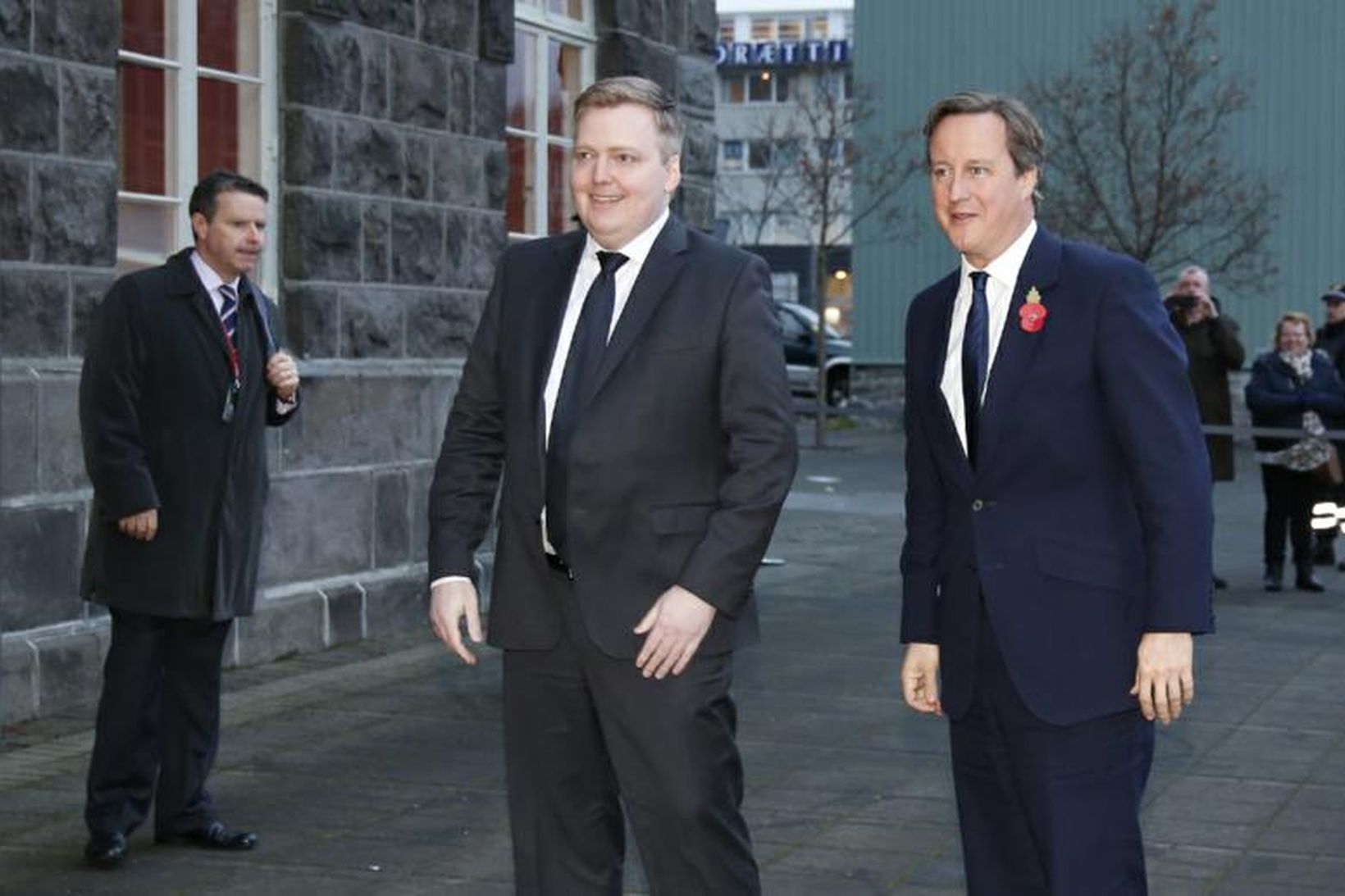Sigmundur Davíð Gunnlaugsson tekur á móti David Cameron.