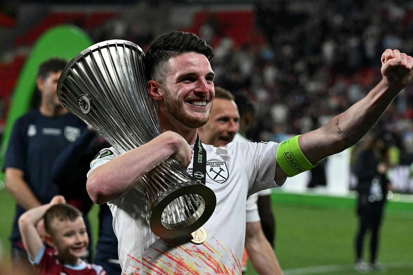 Declan Rice vann Sambandsdeild UEFA með West Ham á dögunum.