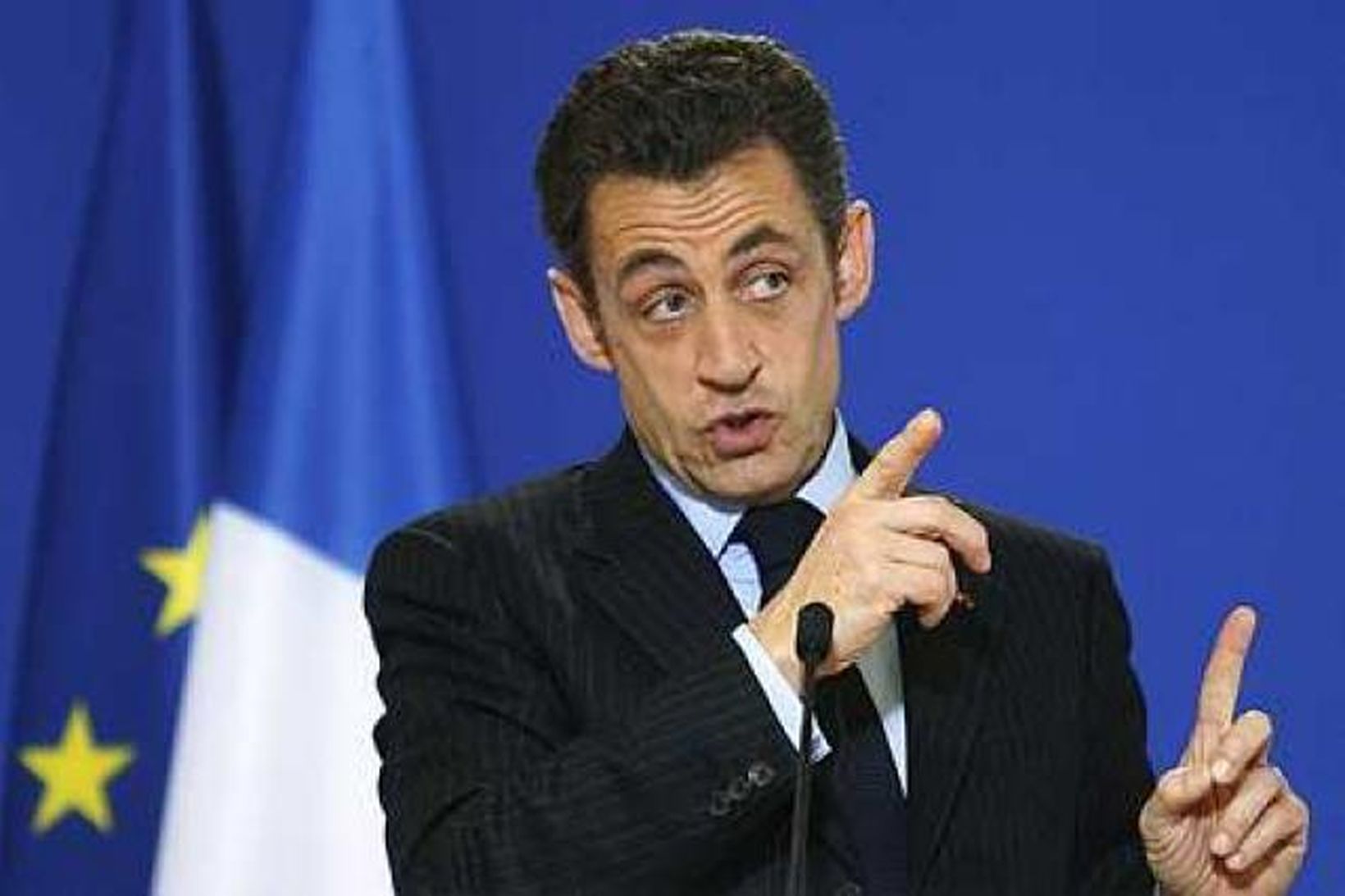 Nicolas Sarkozy, forseti Frakklands, á leiðtogafundinum í dag.