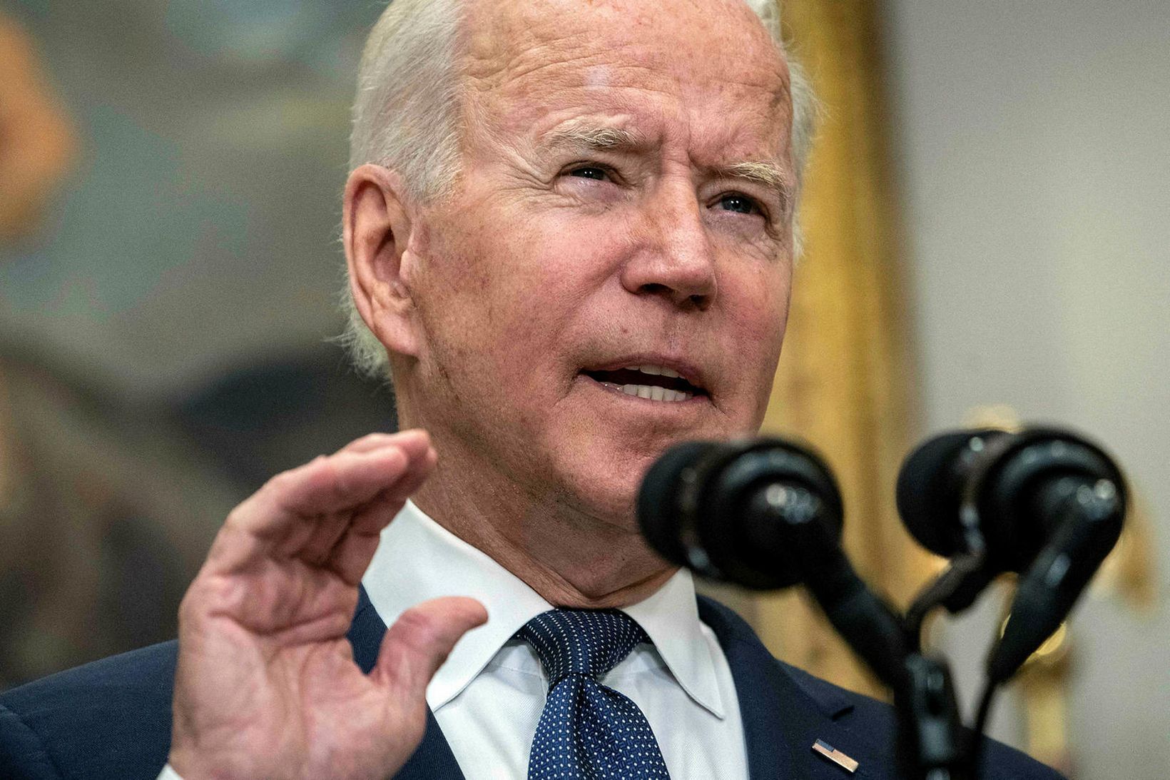 Joe Biden Bandaríkjaforseti á blaðamannafundinum í gær.